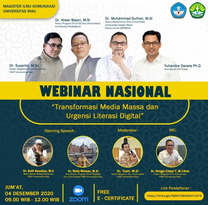 Magister Ilmu Komunikasi FISIP Gelar Webinar Nasional 
