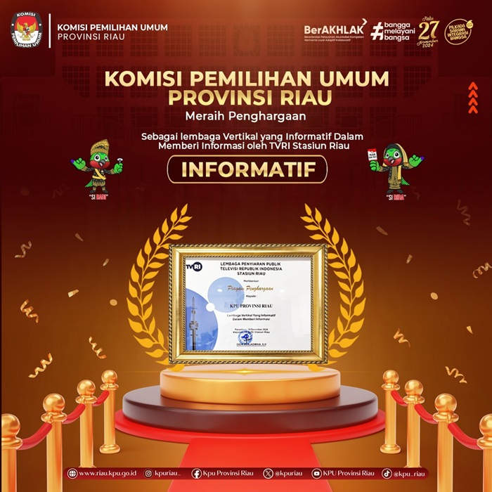 KPU Provinsi Riau Raih Lagi Dua Penghargaan pada Akhir Tahun 2024