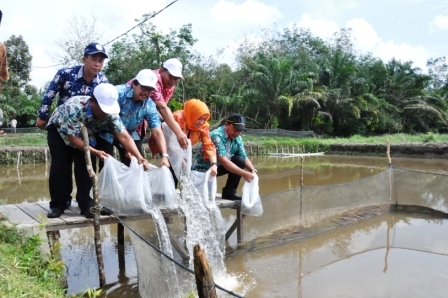 Korban Banjir Kabupaten Kampar Terima Bantuan 1.114.000 Bibit Ikan.