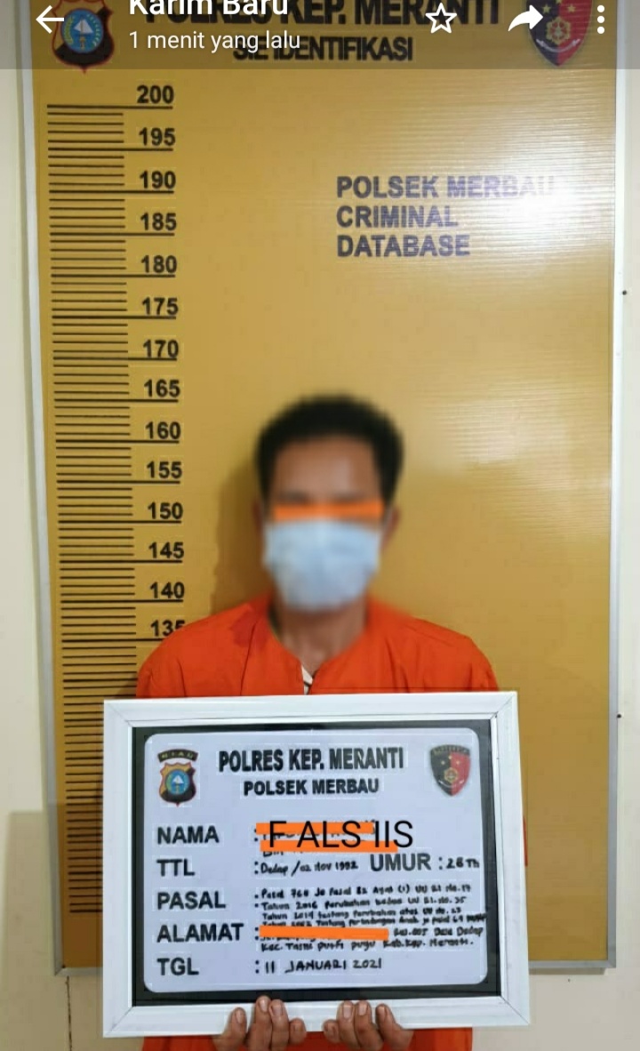 Polsek Merbau Ringkus Lelaki Bejat Terduga Pelaku Pencabulan Anak Tirinya Di Desa Dedap