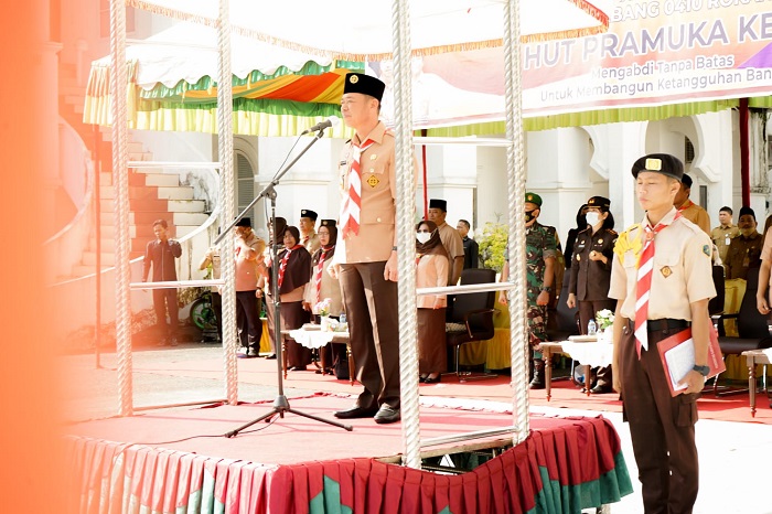 Afrizal Pimpin Upacara Peringatan Hari Pramuka ke-61 Tingkat Kabupaten Rohil 