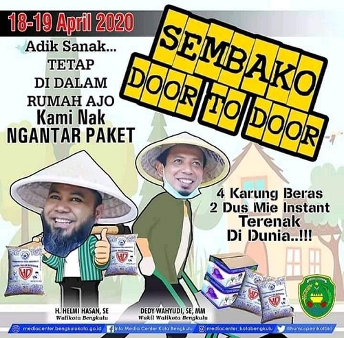 Sembako Dibagikan Door to Door, Walikota Bengkulu Minta Warga Tetap di Rumah