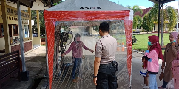 Pencegahan Virus Covid 19, Polres Musi Rawas Dirikan Pos Sterilisasi