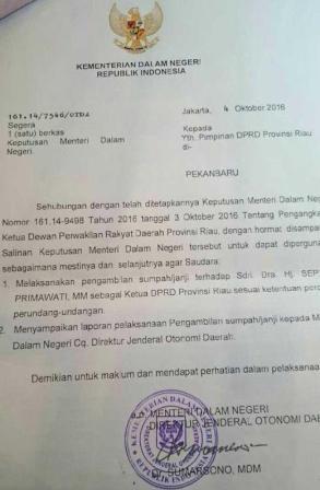 Minggu Depan Septina Dilantik Ketua DPRD Riau