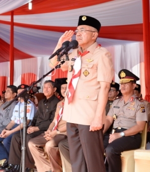Gubri Pimpin Peringatan Hari Jadi Pramuka Di Kantor Gubernur