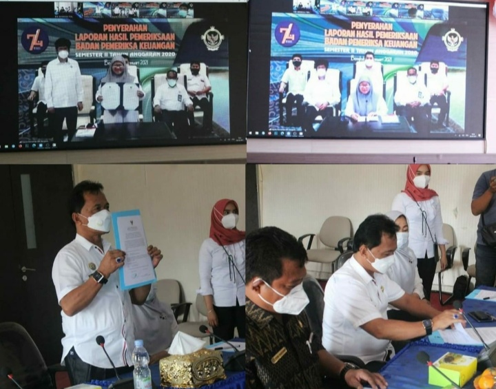 Pebyerahan LHP Kinerja Oelh BPK di Terima Bupati Bengkulu Tengah Melalui Zoom Meeting