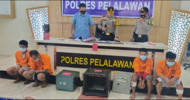 Polres Pelalawan Gulung Sindikat Pembobol Brangkas Antar Provinsi Dan Kabupaten