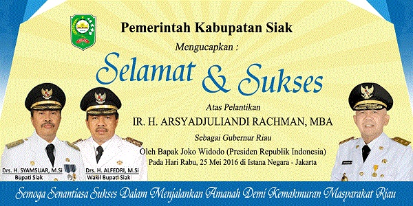 Bupati Siak Ucapkan Selamat Kepada Gubernur Riau 