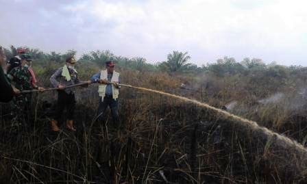 Bupati Rohil Turun Tangan Padamkan Karhutla di Sei Segajah