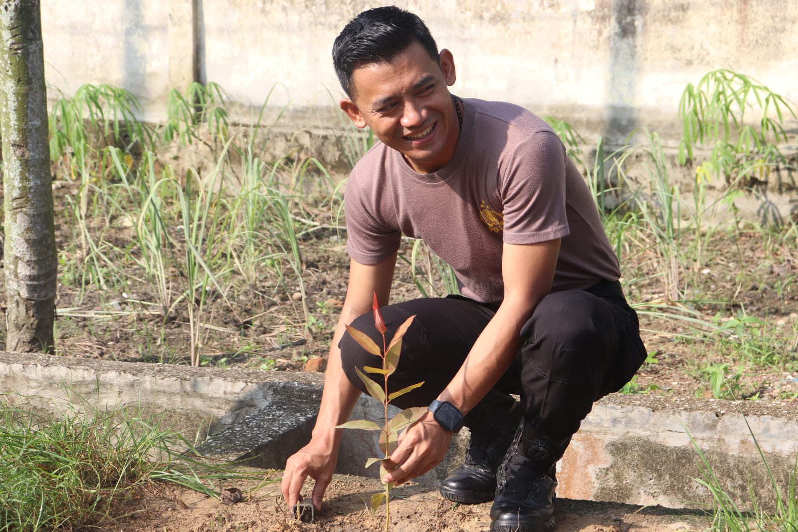 Polres Pelalawan Tanam Ribuan Pohon Ekaliptus Secara Serentak