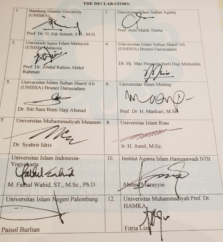 UIR Teken Deklarasi Asosiasi Perguruan Tinggi Islam ASEAN di Bandung