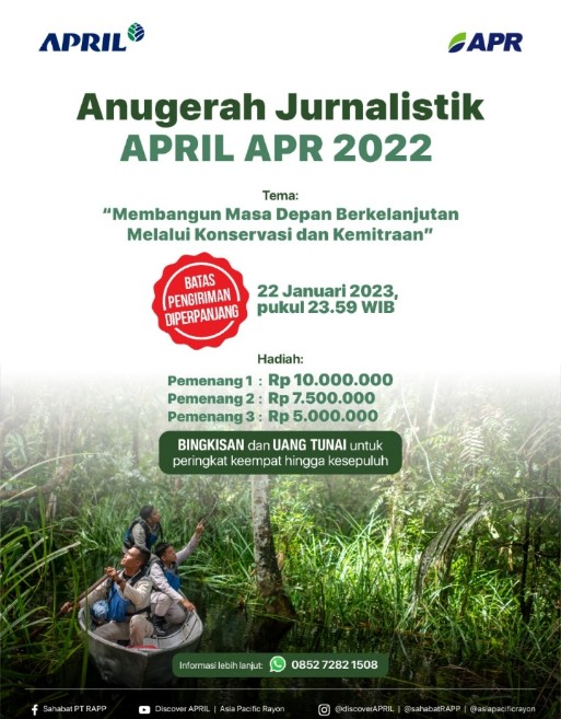 Anugerah Jurnalistik APRIL-APR 2023 Diperpanjang Pendaftaran Hingga 22 Januari