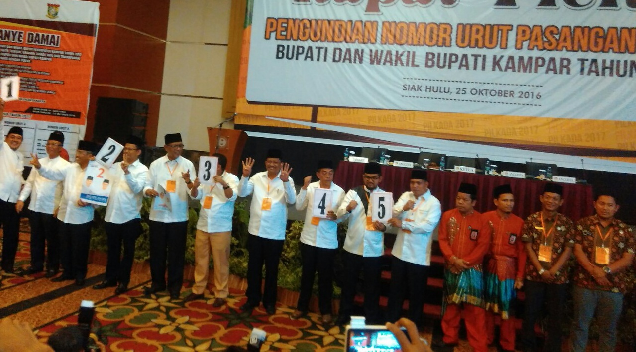 Pengundian Nomor Urut Pasangan Calon Bupati Kampar, ini Nomor Urutnya