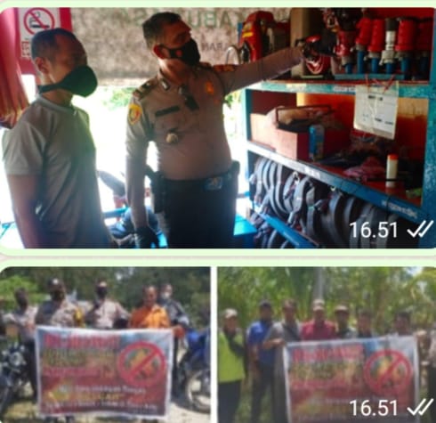 Pastikan Kesiapan, Kapolsek Rangsang Cek Peralatan Siaga Karhutla PT SRL