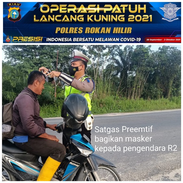 Operasi Patuh Polres Rohil, Fokus Pencegahan Covid-19 dan Kecelakaan