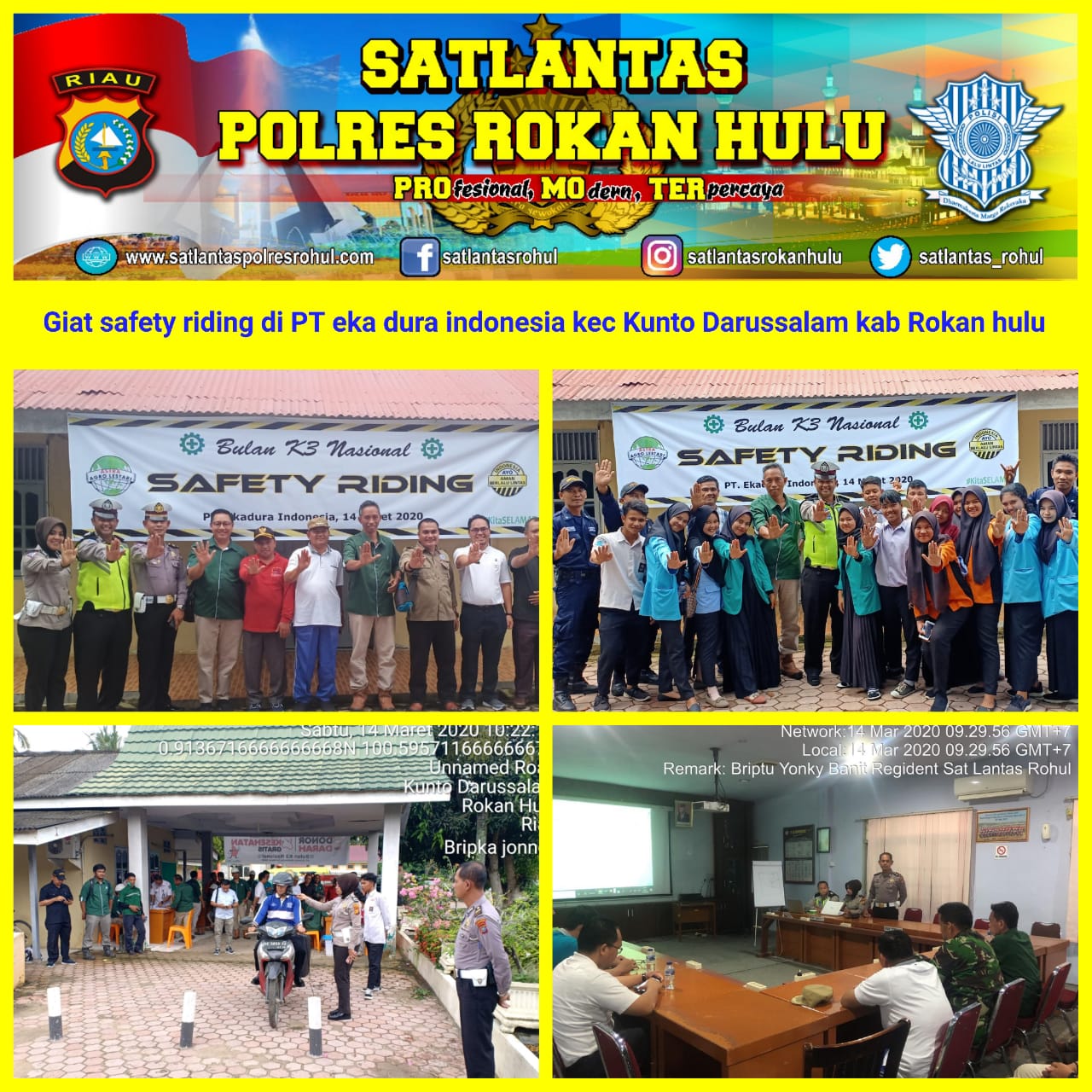 Peringatan Bulan K3 Nasional, Satlantas Polres Rohul Gelar Safety Riding kepada Ratusan Karyawan PT 