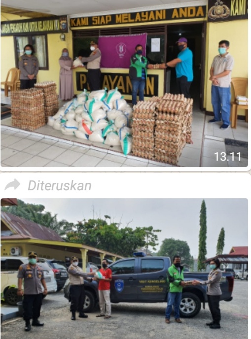 Fakultas Psikologi UIR , Polda dan HIMPSI Bagikan sembako di Siak Hulu