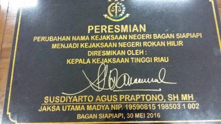 Kejari Bagansiapiapi Berubah Nama Menjadi Kejari Rokan Hilir, Ini Alasannya