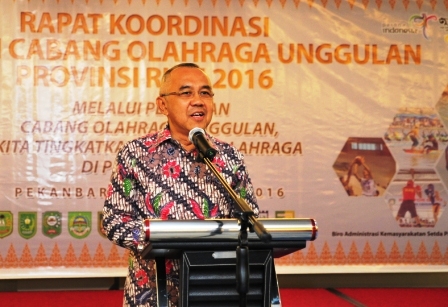 Plt Gubri Buka Rakor Pemetaan Cabang Olahraga Unggulan Provinsi Riau 2016
