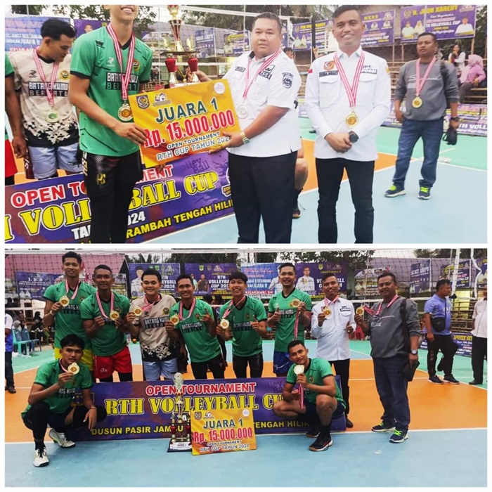 Desa Batang Kumuh Raih Juara Pertama Open Turnamen Volly Ball 2024