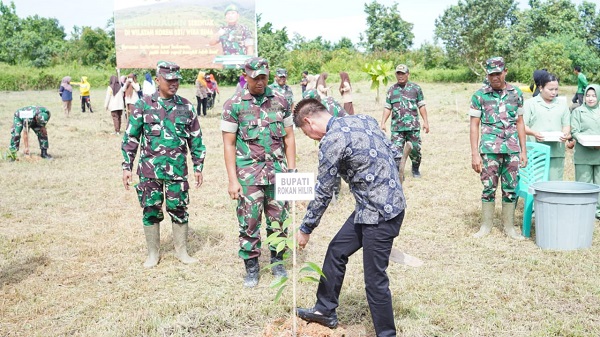 Program Penghijauan  Kodim 0321 Rohil, Tanami Ribuan Pohon 