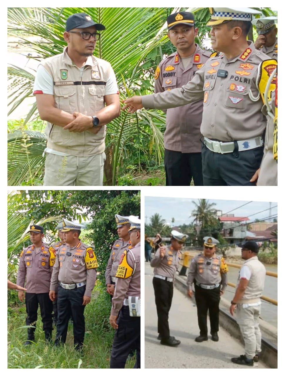 Dirlantas Polda Riau Tinjau Jembatan Sungai Rokan Rusak  
