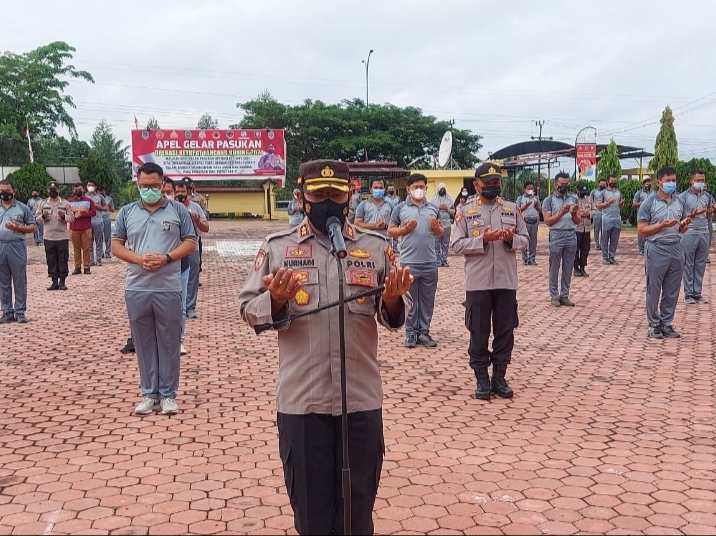 Fray From Home, Polres Rohil Lakukan Apel Hening Cipta