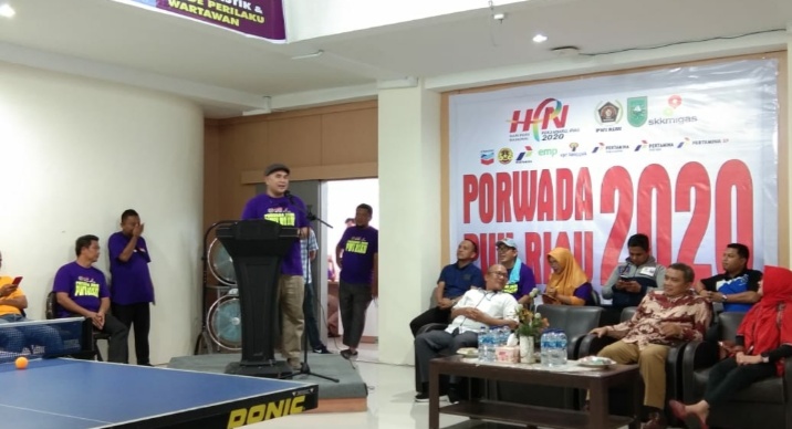 Porwada Tenis Meja PWI Riau Dibuka Kepala SKK Migas, Hadiahnya Dua Sepeda Motor