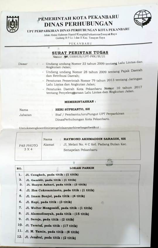 Oknum PNS Menjadi Koordinator Parkir Pekanbaru, Babe : Aparat Hukum Diminta Turun Tangan.