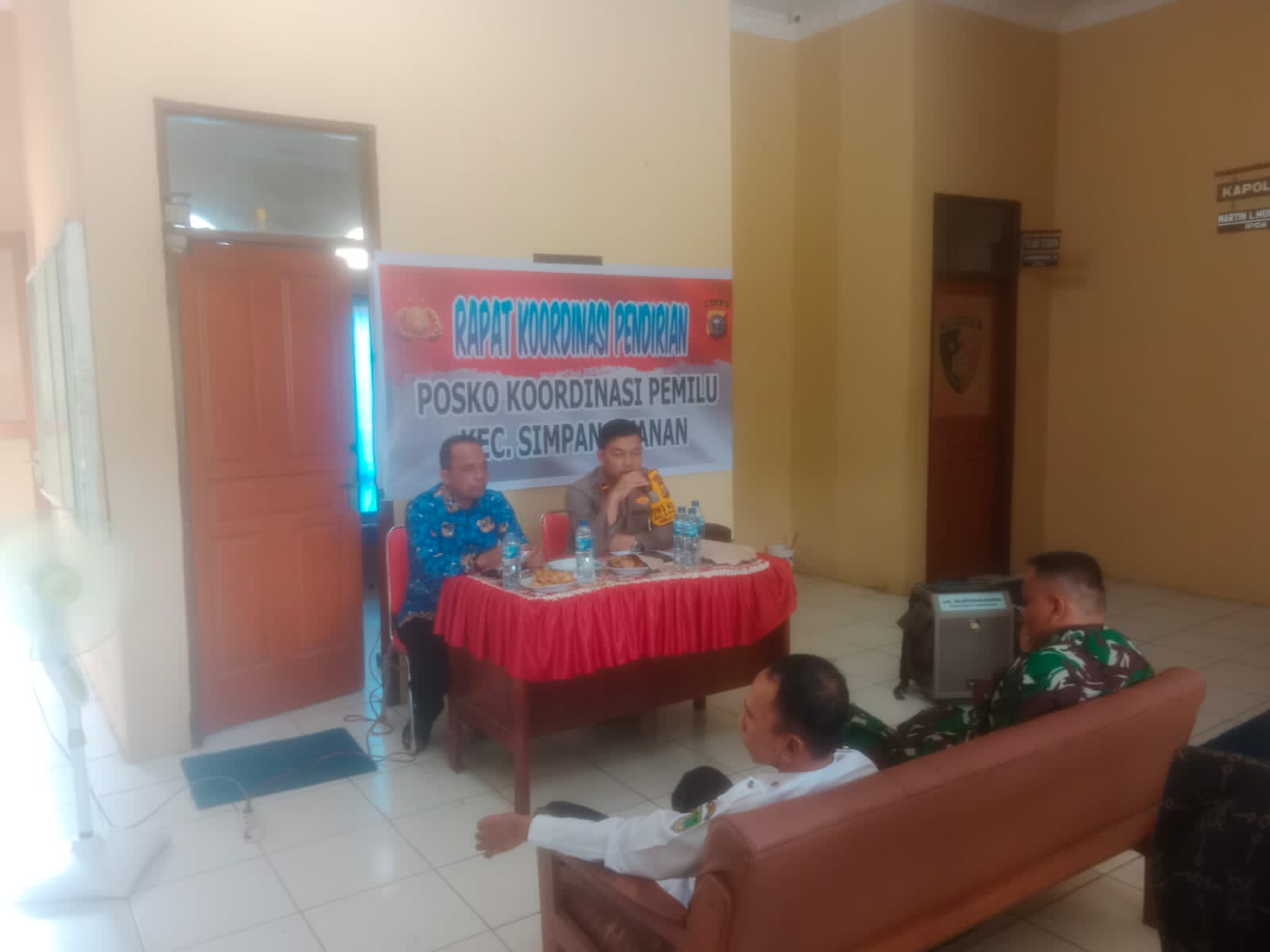 Kapolsek Simpang Kanan Pimpin Rakor Pendirian Posko Koordinasi Pemilu 2024