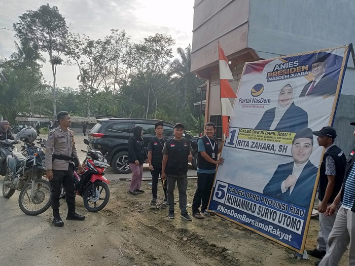 Polsek Simpang Kanan Gelar Apel Penertiban APK Tahapan Masa Tenang